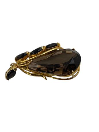 Large 1970s Smoky quartz brooch