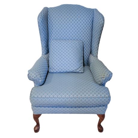 State of Hickory, INC. Mid-Century Modern Blue Wingback Chair