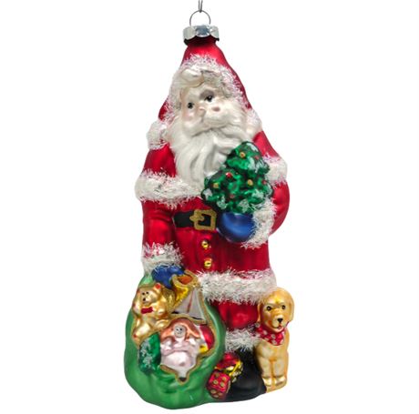 Jumbo XL Glass Santa Ornament