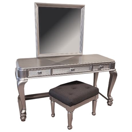 Ashley Furniture Signature Design "Coralayne" 3 Piece Silver Vanity