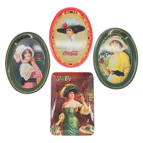 Vintage Reproduction Coke & Pepsi Tip Trays