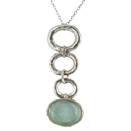 Sterling Silver Roman Glass Pendant Necklace