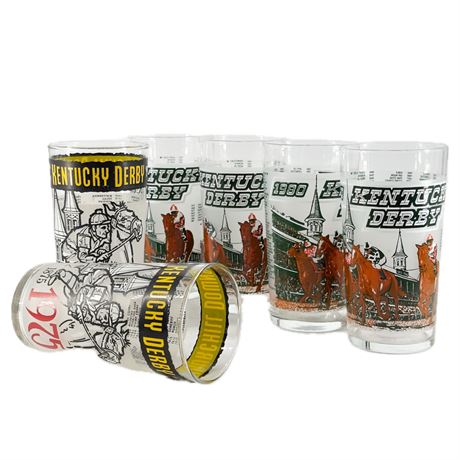 Vintage Lot of Kentucky Derby Commemorative Glasses