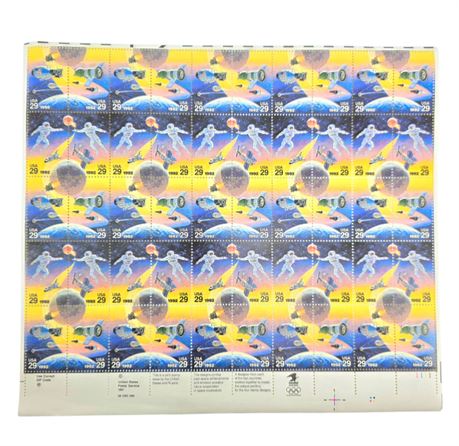 1992, Sheet of 50 stamps--U.S. Space Accomplishments --29 cents--Unused