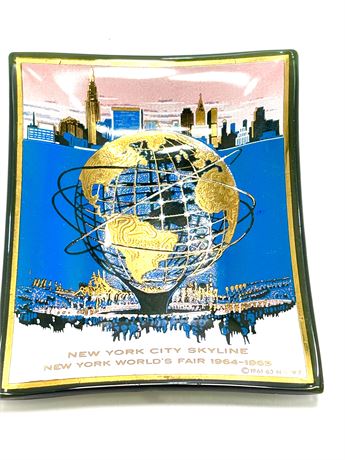 1964 New York World's Fair Souvenir Glass Trinket Tray
