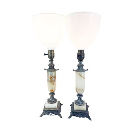 Pair of MMM Onyx Neoclassical Buffet Lamps