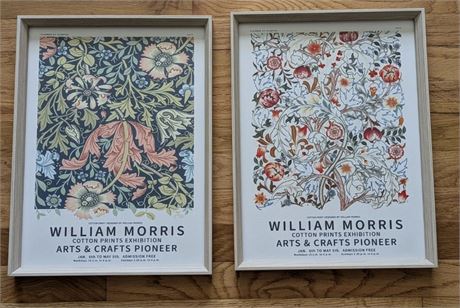 Pair William Morris Framed Flower Prints Wall Hanging