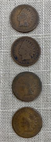 1884, 1886 & 1889 Indian Head Penny 4 pc Coin Lot