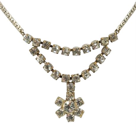 Vintage OMAR ORIGINALS Prong Set Rhinestone Centerpiece Festoon Necklace