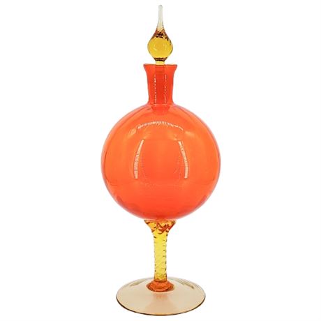 Mid-Century Italian Murano Footed Ball Decanter w/ Flame Stopper