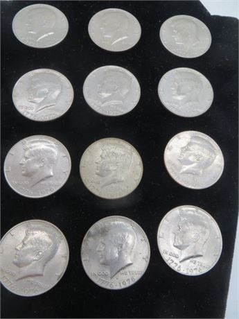 Twelve Bicentennial Kennedy Half Dollars