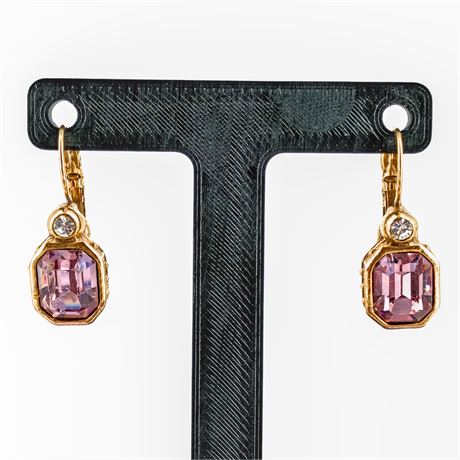 1928 Jewelry Co. Vintage Pink Rhinestone Drop Earrings – Gold-Tone Leverbacks