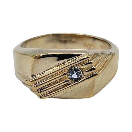 Signed Gio Lind Sterling Silver Gold Vermeil Mens Ring, Sz 11