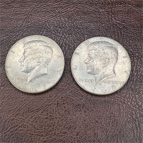 1967 & 1968D Kennedy Half Dollars - 40% Silver