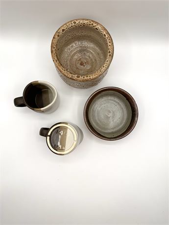 MCM  - two small pitchers and two hand thrown ceramic vessels