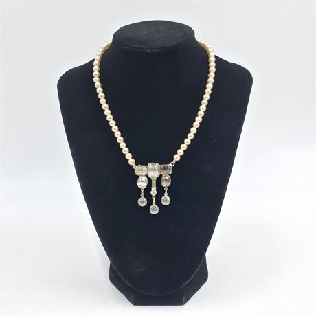 VTG Faux Pearl & Rhinestone Choker