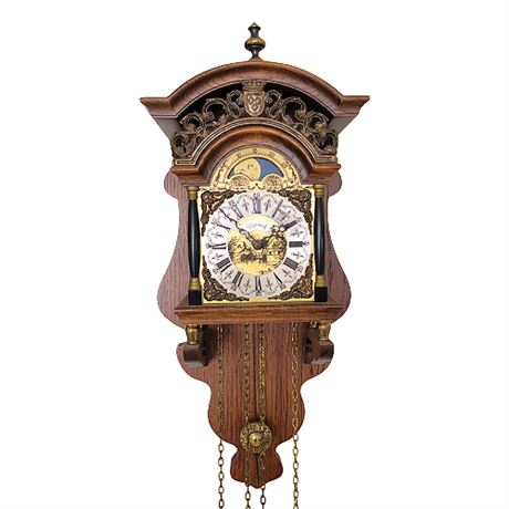 Vintage Dutch Warmink Sallander 8-Day Moon Phase Wall Clock