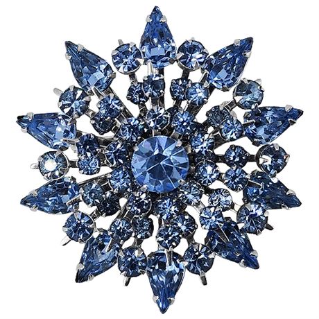 Vintage Coro Ice Blue Rhinestone Burst Brooch