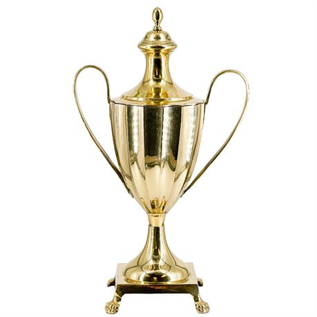 Vintage Fluted Brass Lidded Trophy Urn