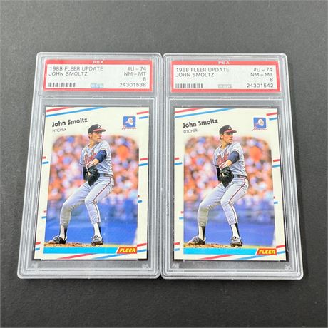 2x PSA 8 - 1988 Fleer Update John Smoltz