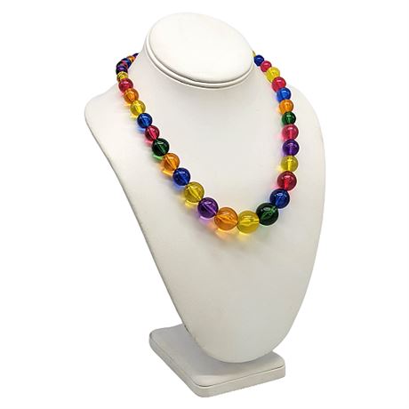 Jewel Tone Plastic Bubble Beaded Necklace
