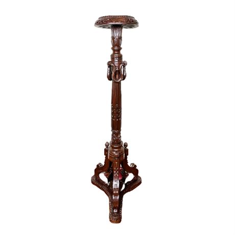 Classic Reproduction Carved Mahogany Plant Stand