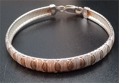 Sterling Italy Milor two-tone 7-in bracelet etched 13.83 G