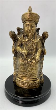 Vintage 7” Brass Seated Emperor Statue