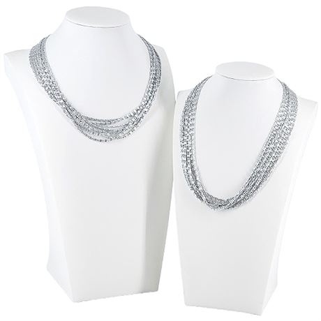 Pair Signed Vintage SARAH COVENTRY Silver Tone Multi-Strand Choker Necklaces