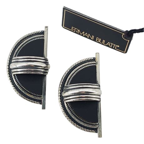 Signed ERMANI BULATTI Art Deco Inspired Clip Earrings