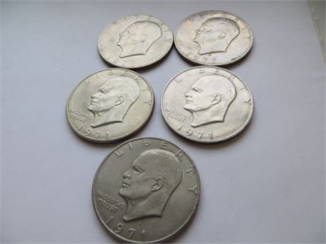 5 1971 Eisenhower Dollars