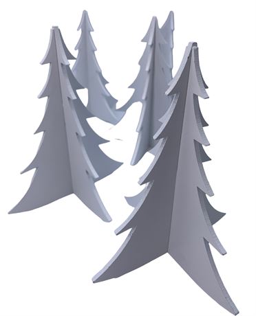 5 Whitewashed Wooden Winter Wonderland 6” Pine Tree Decorations