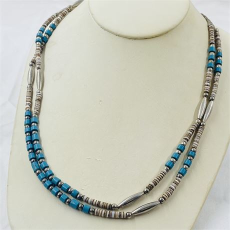 35g Vtg Navajo Sterling Turquoise Necklace