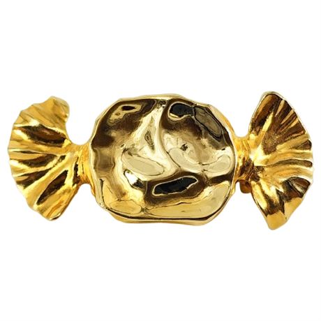 Vintage Gold Tone Wrapped Candy Brooch