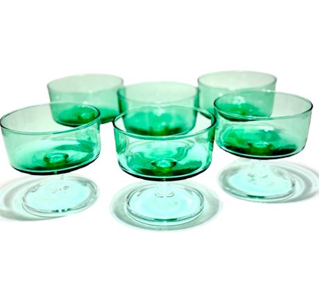 MCM Emerald Green Luminarc Arcoroc French Stemmed Glasses - Set of 6
