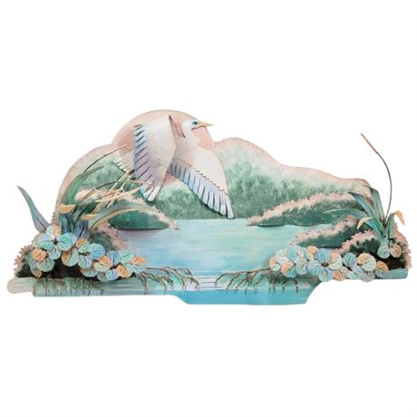 Metal 3-D Crane Decorative Wall Hanging