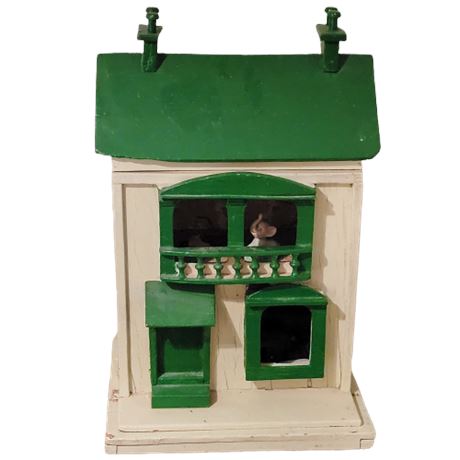 Vintage Hand-Painted Green & White Doll House