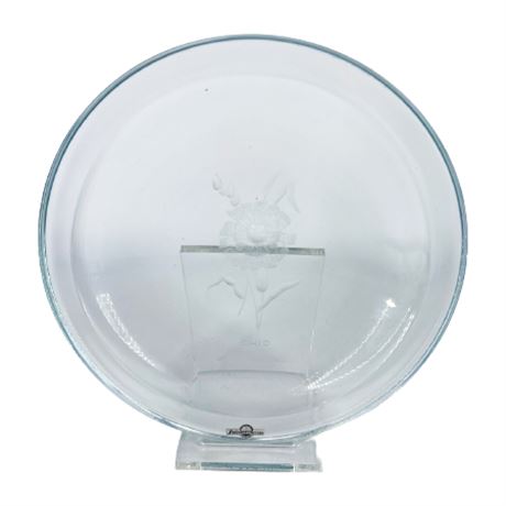 Strombergshyttan Swedish Crystal Plate With Etched Ohio State Flower