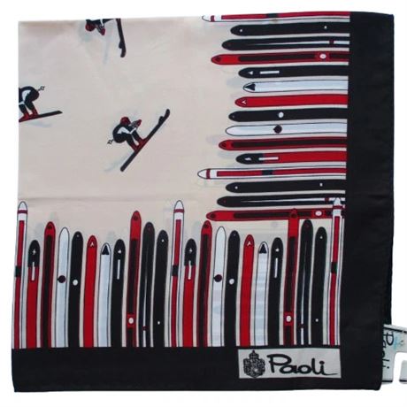 Vintage PAOLI Scarf with Tag DOWNHILL RACER Skier Skiing