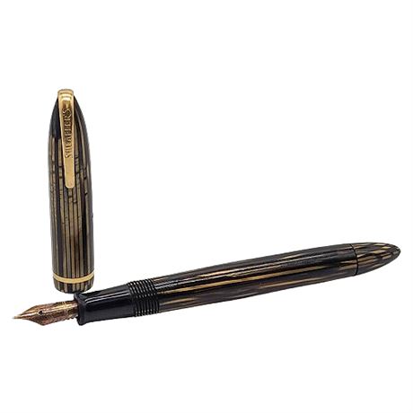 Vintage SHEAFFER Balance 400 Brown Striated Fountain Pen w/ Military Clip