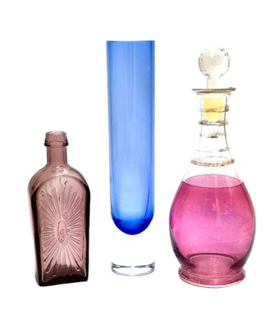 Vtg Mixed Colored Glass Lot