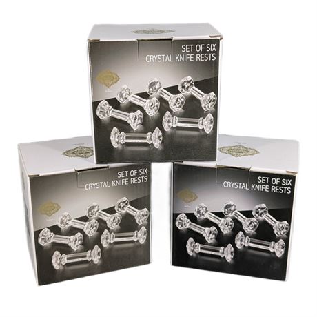 Lot 3 New Boxes Crystal Knife Rests Shannon Crystal