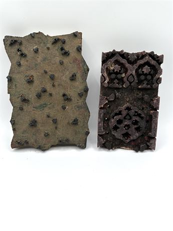Two Antique Wood Printing Blocks for Textiles