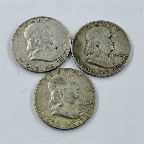 3 Franklin Half Dollars