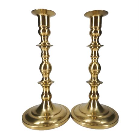 Vintage Set of 2 Brass Baldwin Candlestick Holders