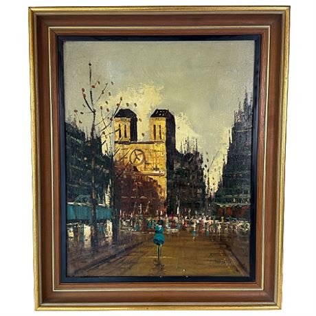 Signed Breda Oil on Canvas Cityscape Painting