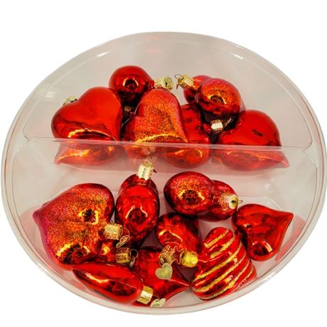 Lot 17 Plastic Heart Ornaments by Old World Christmas