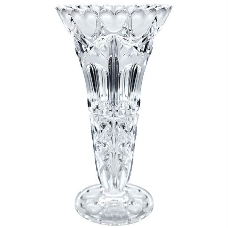 Vintage Hofbauer Frosted Hearts Crystal Flower Vase