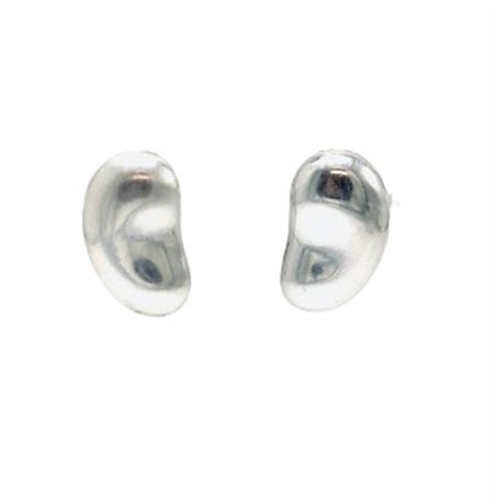 Vtg Sterling Silver 'Tiffany Style' Bean Earrings - Clip On