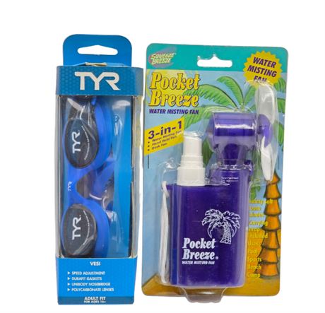 TYR VESI Goggles and a Portable Personal Fan